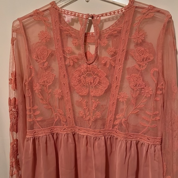 Xhilaration Sheer Coral Top XL - Picture 8 of 9